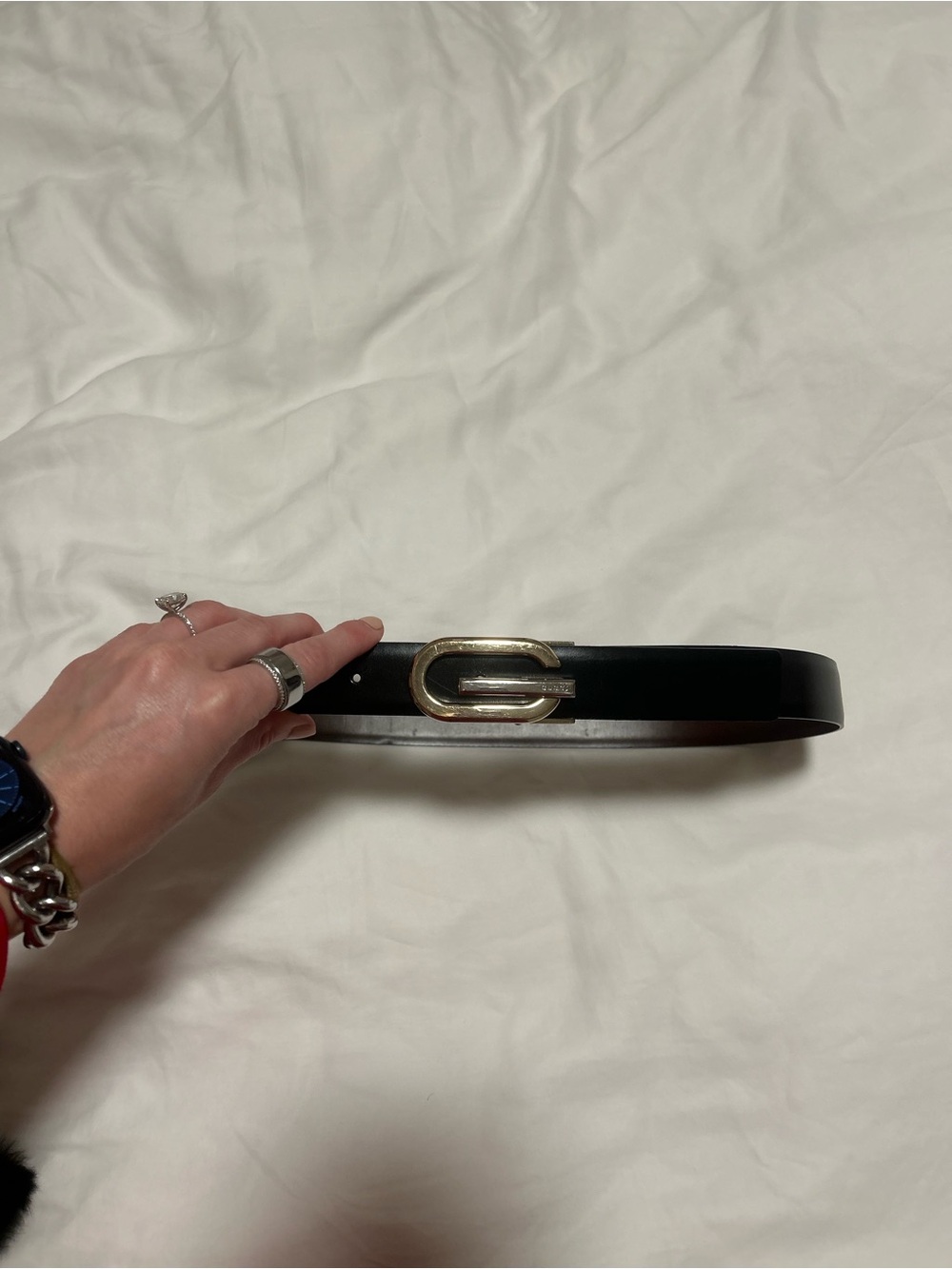 Gucci Black and Brown Leather Reversible Belt with Gold 'G' Buckle